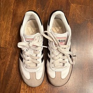 Kids Adidas Samba White and Black Leather Shoes